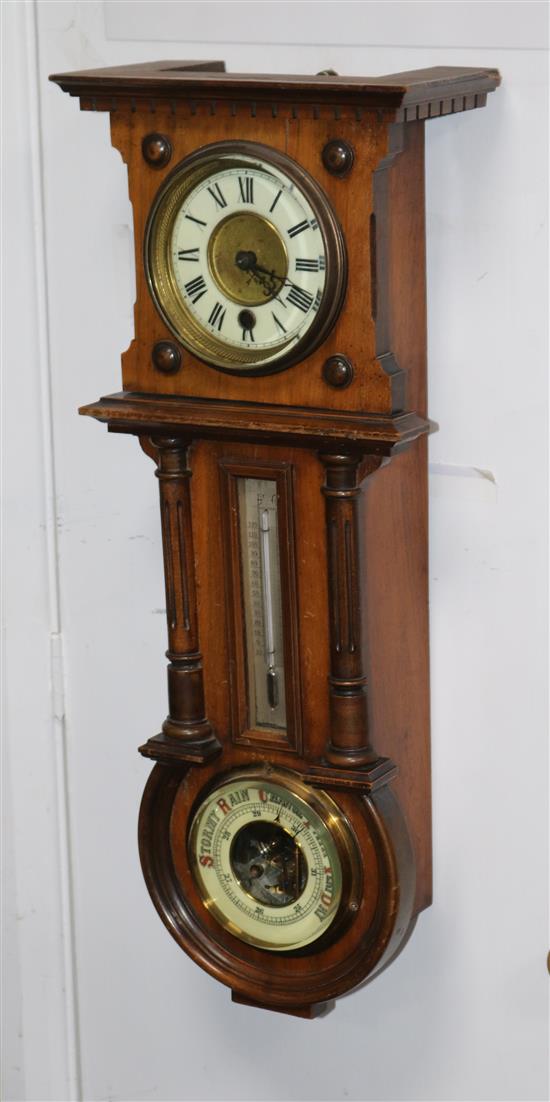 A late 19th century German wall timepiece compendium W.22cm